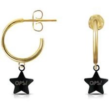 Orecchini Donna OPSOBJECTS OPSOR653 Cerchio Oro Stella Nera Logo OPS!