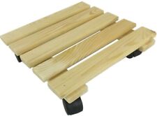 CARRELLO PORTAVASO SOTTOVASO IN LEGNO CON RUOTE 35x35cm H8cm PORTATA 120KG