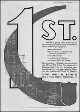 1942 Simplex Valve & Meter Co. Philadelphia misuratori di acque reflue pubblicità stampa d'epoca