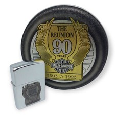 1993 * Accendino Silver Logo "ZIPPO, Harley Davidson - 90 Years, the Reunion - U