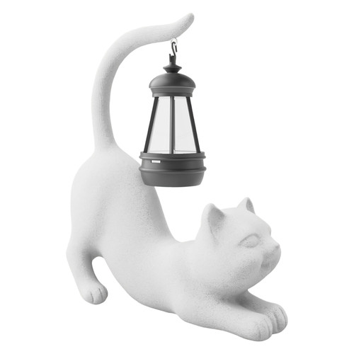 Statuetta gatto bianco lampada - bianco,