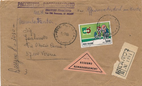 Italia 1967 busta pacchetto - italia,