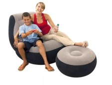 Poltrona Gonfiabile Floccata Cm 116x98x83 con Poggiapiedi relax casa