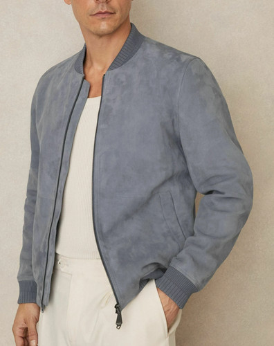 Giacca pelle blu denim - di,