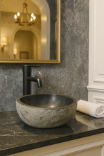 Lavabo in Pietra Naturale di Fiume – 35x31x15 cm | Stile Rustico Moderno