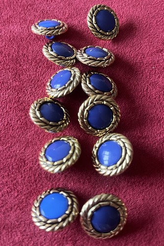 Bottoni vintage oro - 12, blu
