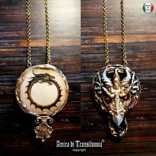 collana gioiello dragone talismano gotico amuleto pendente drago bigiotteria oro