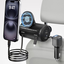 OHLPRO Backseat Retractable Car Charger Station, 6-In-1 Charging Box with Car He