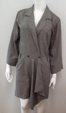 Abito vintage anni 80 KENZO bianco e nero pied de poule MEDIA cotone drappeggio asimmetrico