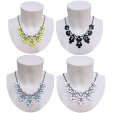 Collana fiori cristallo strass - collana,