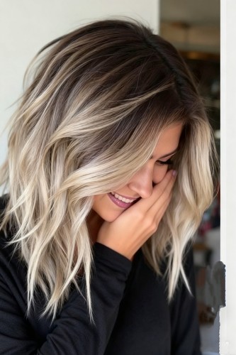 Parrucca bionda balayage