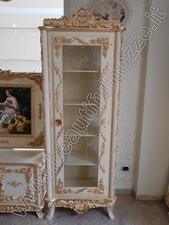 VETRINA 1 ANTA IN LEGNO AVORIO E FOGLIA ORO CON CRISTALLI