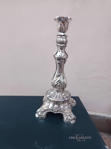 Candelabro resina argentato - resina,