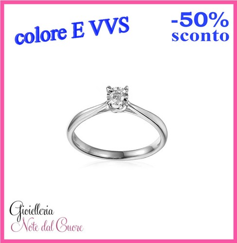 Anello solitario oro bianco - anello,