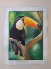 Quadro DIPINTO A MANO olio su tavola 40*30 Tucano opera originale  Buzzoni F.