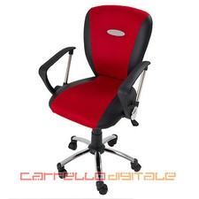 SEDIA POLTRONA DIREZIONALE OPERATIVA IN MESH NERO ROSSO GIREVOLE PER UFFICIO