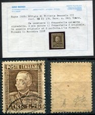 REGNO D'ITALIA 1929 EFFIGIE V.E III LIRE 1.75 BRUNO DENT. 13 3/4 USATO CAT. 242