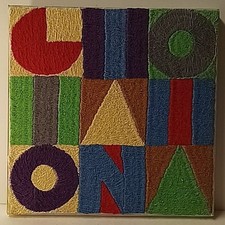 QUADRO FATTO A MANO FALSO D'AUTORE (BOETTI)  con frase GIOIANOIA