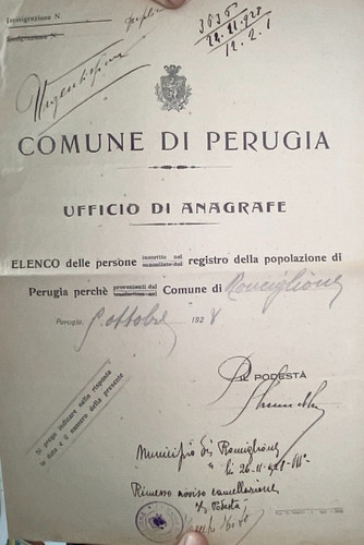 Lettera anagrafe perugia 1928 - anagrafe,