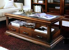 TAVOLINO BIFACCIALE IN MASSELLO COL.NOCE C/VETROxSOGGIORNO SALOTTO DIVANO 5403