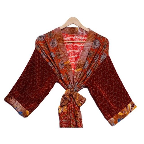 Patchwork sari seta - patchwork, kimono