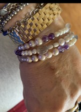 bracciale bracciali cerchi perle ametista cerchio Pietre Dure