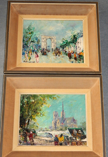 Coppia dipinti olio parigi - dipinti,