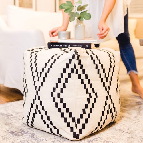 Unstuffed boho pouf - boho,