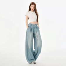 Pantaloni Jeans Denim Larghi A