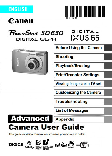 Canon powershot sd630 ixus - sd630,