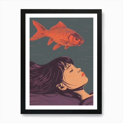 Stampa artistica pesce - , rosso