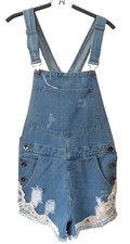 Salopette corta jeans effetto