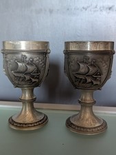 Coppia Di Calici In Peltro La Paloma