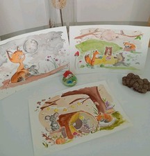 Tre disegni Animali del Bosco