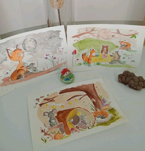 Tre disegni animali del - del, bosco