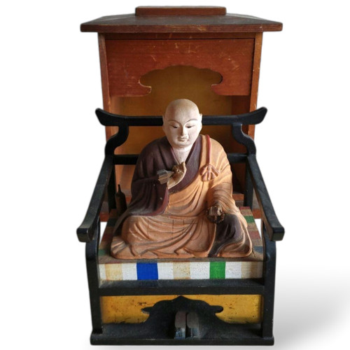 Statua buddista legno kukai - statua,