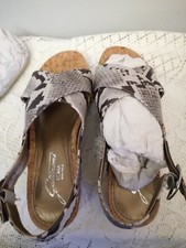 Sandali donna nuovi con zeppa, GATTINONI ROMA n.37, stampa rettile . 