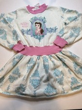 Vestito bambina vintage anni 90 Disney La Bella e la Bestia stampa glitter Belle USA