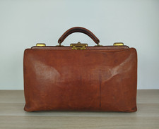 Borsone Cuoio Pelle Vintage Da Medico Marrone Vintage Epoca Da Viaggio A Mano