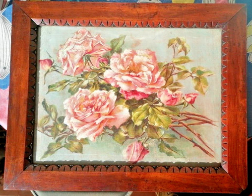 Fiori antico fine 1800 olio - 1800, ,olio