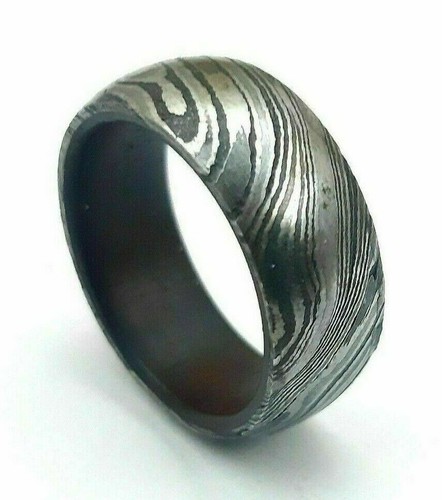 Anello acciaio damascato