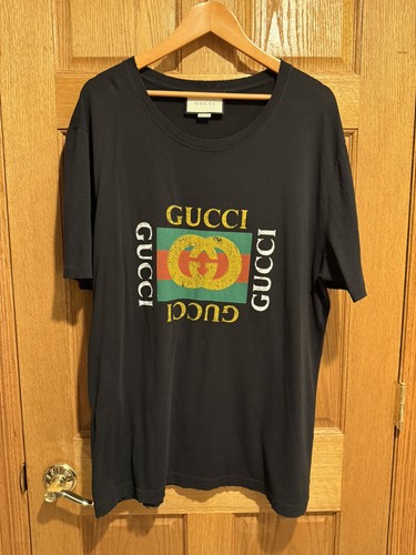 Shirt nera vintage gucci con - t-shirt,