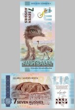 Australia / Australia 7 Aussies biglietto ricordo 2025 emu ologramma UV