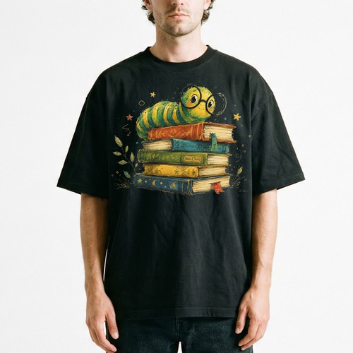 Maglietta bookworm caterpillar - maglietta,
