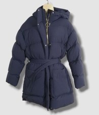 $1500 Ienki Ienki Cappotto Giacca Donna Blu Cotone Cintura Michlin Puffer Taglia M