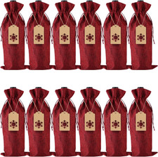 Sacchetti Regalo in Iuta Con Coulisse per Bottiglie Di Vino, 12 Pezzi, per Natal