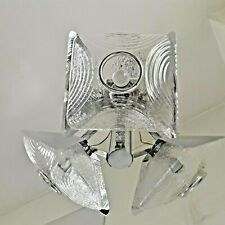 SPLENDIDO grande lampadario italiano anni 70 vetro di Murano e cromo luce 