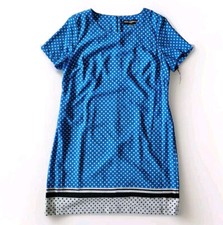 Karl LAGERFELD Paris abito donna manica corta crepe a pois taglia 14 blu