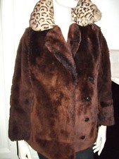 PELLICCIA FUR PELZ AGNELLO MONTONE ROVESCIATO MACULATO MARRONE VINTAGE 40-44