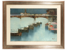 Opera unica olio su tela "Parigi. La Senna" firmato Lido Bettarini in cornice